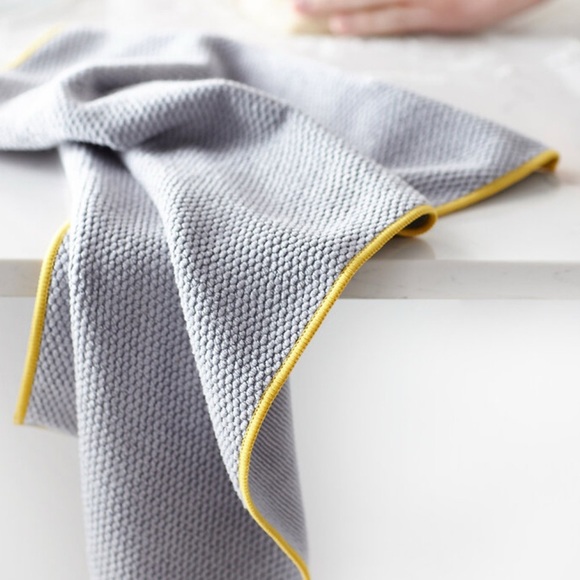 Norwex Diamond Weave Kitchen Towel and Cloth Set Graphite w Sunflower Trim - Picture 2 of 5